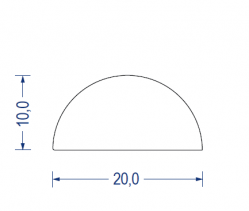 Silikonschaum-Halbrundprofil, 20x10 mm, weiß