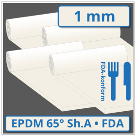 EPDM hell Gummiplatte 1 mm stark 65 ±5° Shore A FDA-konform