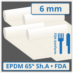 EPDM hell Gummiplatte 6 mm stark 65 ±5° Shore A FDA-konform