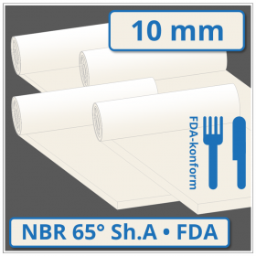 NBR hell Gummiplatte 10 mm stark 65 ±5° Shore A FDA-konform