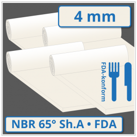 NBR hell Gummiplatte 4 mm stark 65 ±5° Shore A FDA-konform