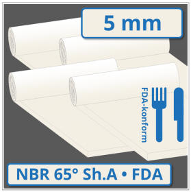 NBR hell Gummimatte 5 mm stark 65 ±5° Shore A FDA-konform