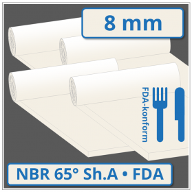 NBR hell Gummimatte 8 mm stark 65 ±5° Shore A FDA-konform