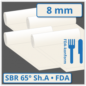 SBR hell Gummiplatte 8 mm stark 65 ±5° Shore A FDA-konform