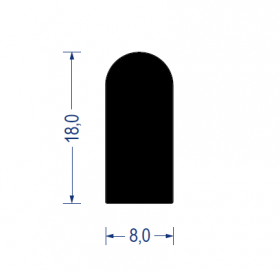 EPDM Moosgummi-Halbrundprofil, 8x18 mm, schwarz
