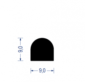 EPDM Moosgummi-Halbrundprofil, 9x9 mm, schwarz