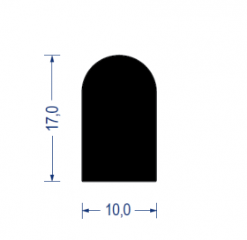 EPDM Moosgummi-Halbrundprofil, 10x17 mm, schwarz