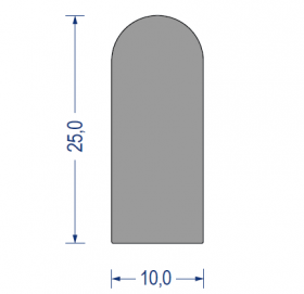 EPDM Moosgummi-Halbrundprofil, 10x25 mm, grau