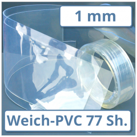 Weich-PVC Matte 1 mm 77 ±5° Shore A transparent