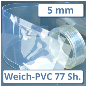 Weich-PVC Platte 5 mm 77 ±5° Shore A transparent
